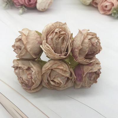 6 gabals simulācijas diy garland meža galvassegu Eiropas tējas pumpuru, karstās malas retro rožu zīda ziedu pumpuru apdares materiāls