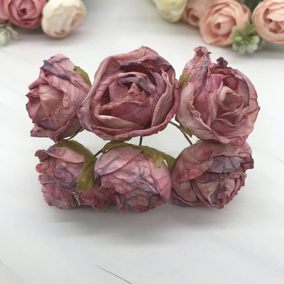 6 gabals simulācijas diy garland meža galvassegu Eiropas tējas pumpuru, karstās malas retro rožu zīda ziedu pumpuru apdares materiāls