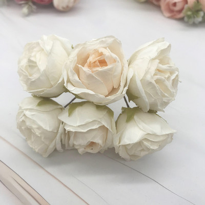 6 gabals simulācijas diy garland meža galvassegu Eiropas tējas pumpuru, karstās malas retro rožu zīda ziedu pumpuru apdares materiāls