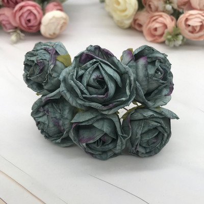 6 gabals simulācijas diy garland meža galvassegu Eiropas tējas pumpuru, karstās malas retro rožu zīda ziedu pumpuru apdares materiāls