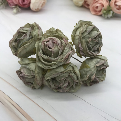 6 gabals simulācijas diy garland meža galvassegu Eiropas tējas pumpuru, karstās malas retro rožu zīda ziedu pumpuru apdares materiāls