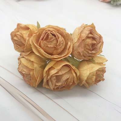 6 gabals simulācijas diy garland meža galvassegu Eiropas tējas pumpuru, karstās malas retro rožu zīda ziedu pumpuru apdares materiāls