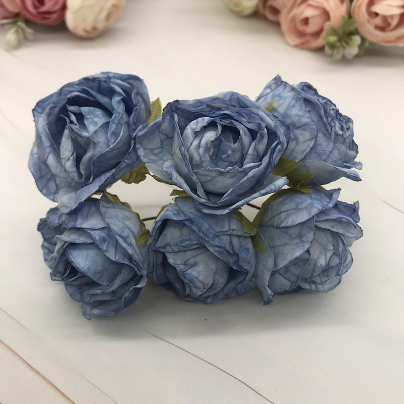 6 gabals simulācijas diy garland meža galvassegu Eiropas tējas pumpuru, karstās malas retro rožu zīda ziedu pumpuru apdares materiāls