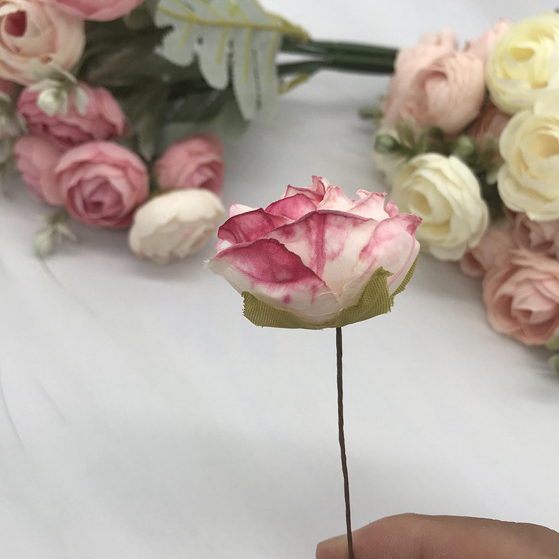 6 gabals simulācijas diy garland meža galvassegu Eiropas tējas pumpuru, karstās malas retro rožu zīda ziedu pumpuru apdares materiāls