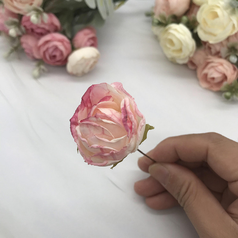 6 gabals simulācijas diy garland meža galvassegu Eiropas tējas pumpuru, karstās malas retro rožu zīda ziedu pumpuru apdares materiāls