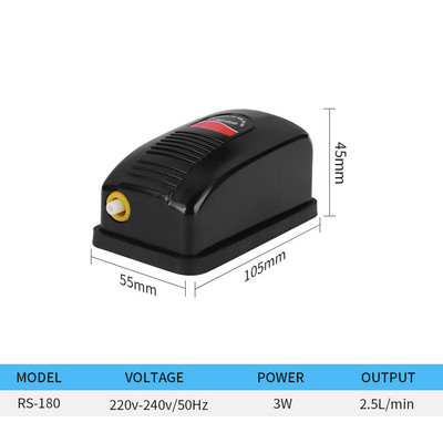Малка аерационна помпа Resun Fish Tank Кислородна помпа RS-180 Кислородна помпа за аквариум Безшумна аерационна помпа за риби