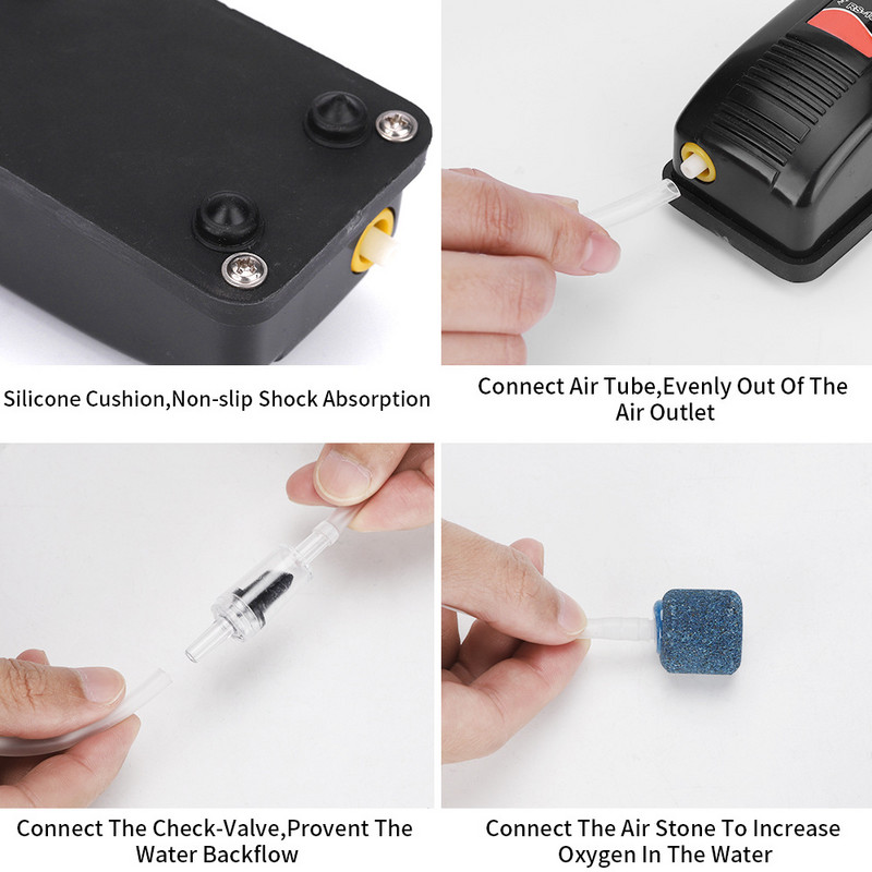 Resun žuvų rezervuaro mažas aeracijos siurblys deguonies siurblys RS-180 akvariumo deguonies siurblys Tylus žuvų aeracijos siurblys