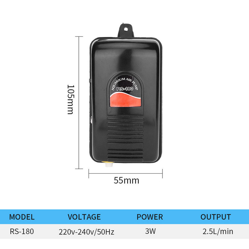 Resun žuvų rezervuaro mažas aeracijos siurblys deguonies siurblys RS-180 akvariumo deguonies siurblys Tylus žuvų aeracijos siurblys