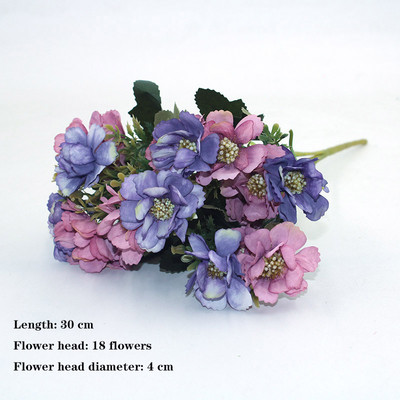 Lila 1db mindenféle gyönyörű mesterséges bazsarózsa rózsa gerbera százszorszép selyemvirág DIY házi kerti parti esküvői dekoráció hamisítvány