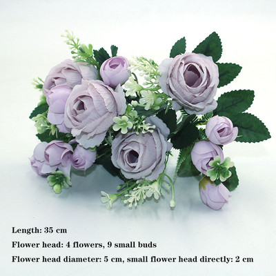 Lila 1db mindenféle gyönyörű mesterséges bazsarózsa rózsa gerbera százszorszép selyemvirág DIY házi kerti parti esküvői dekoráció hamisítvány