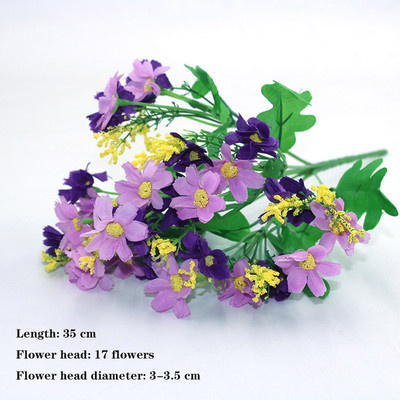 Lila 1db mindenféle gyönyörű mesterséges bazsarózsa rózsa gerbera százszorszép selyemvirág DIY házi kerti parti esküvői dekoráció hamisítvány