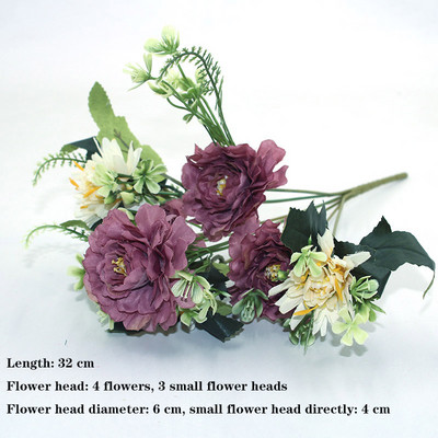 Lila 1db mindenféle gyönyörű mesterséges bazsarózsa rózsa gerbera százszorszép selyemvirág DIY házi kerti parti esküvői dekoráció hamisítvány