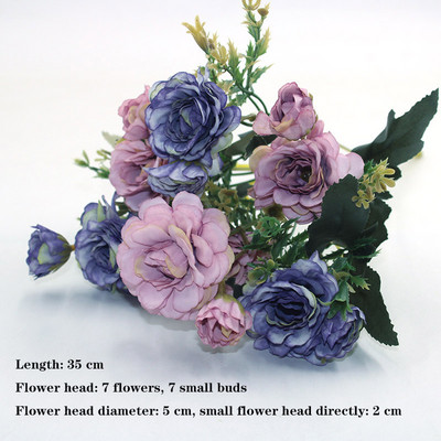 Lila 1db mindenféle gyönyörű mesterséges bazsarózsa rózsa gerbera százszorszép selyemvirág DIY házi kerti parti esküvői dekoráció hamisítvány