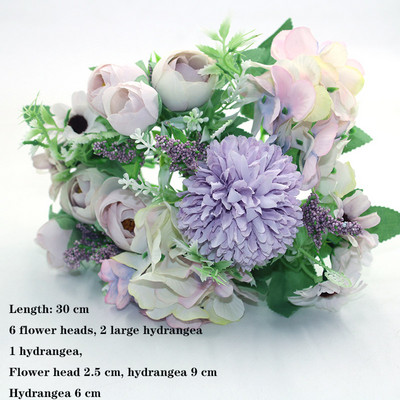 Lila 1db mindenféle gyönyörű mesterséges bazsarózsa rózsa gerbera százszorszép selyemvirág DIY házi kerti parti esküvői dekoráció hamisítvány