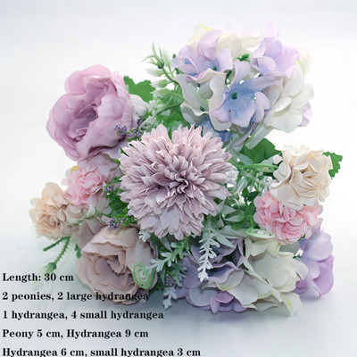 Lila 1db mindenféle gyönyörű mesterséges bazsarózsa rózsa gerbera százszorszép selyemvirág DIY házi kerti parti esküvői dekoráció hamisítvány