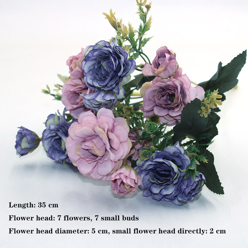 Lila 1db mindenféle gyönyörű mesterséges bazsarózsa rózsa gerbera százszorszép selyemvirág DIY házi kerti parti esküvői dekoráció hamisítvány