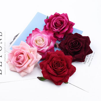1/5 Τεμάχια 10 εκ. Βελούδινα τριαντάφυλλα Κεφάλι Δώρα για την Ημέρα του Αγίου Βαλεντίνου Γάμος Νυφικά αξεσουάρ Clearance Διακόσμηση σπιτιού Τεχνητά λουλούδια φθηνά