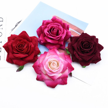 1/5 части 10CM глава от кадифени рози Подаръци за Свети Валентин Сватбени булчински аксесоари Разчистване на домашен декор Изкуствени цветя Евтини
