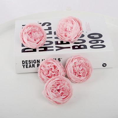 5db Rózsaszín művirág fej selyem bazsarózsa hamis virág esküvőre otthoni barkács dekoráció szülinapi Scrapbooking koszorú kiegészítő