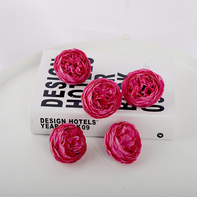 5db Rózsaszín művirág fej selyem bazsarózsa hamis virág esküvőre otthoni barkács dekoráció szülinapi Scrapbooking koszorú kiegészítő