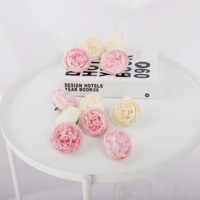 5db Rózsaszín művirág fej selyem bazsarózsa hamis virág esküvőre otthoni barkács dekoráció szülinapi Scrapbooking koszorú kiegészítő