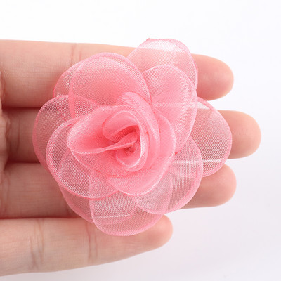 10 db sifon organza rózsa virág Szövet virág Patch kézzel készített barkács kézműves gyerek hajtű dekoráció ruha kiegészítők