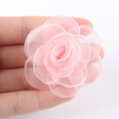 10 db sifon organza rózsa virág Szövet virág Patch kézzel készített barkács kézműves gyerek hajtű dekoráció ruha kiegészítők