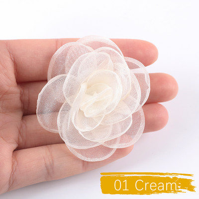 10 db sifon organza rózsa virág Szövet virág Patch kézzel készített barkács kézműves gyerek hajtű dekoráció ruha kiegészítők