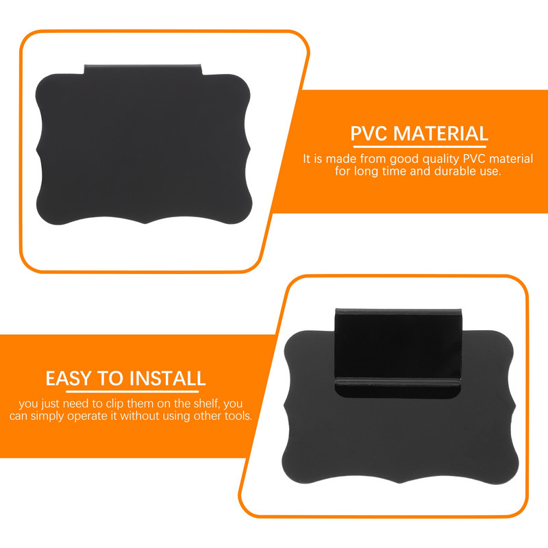 Fekete színű címkék klip kijelzőtartó címke Palatábla Címke Tárolótábla Kosártartó Rekeszek Állvány Szemetestartó Rack kamratartók Reklám