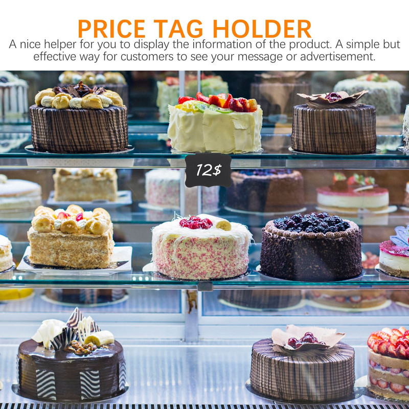 Fekete színű címkék klip kijelzőtartó címke Palatábla Címke Tárolótábla Kosártartó Rekeszek Állvány Szemetestartó Rack kamratartók Reklám