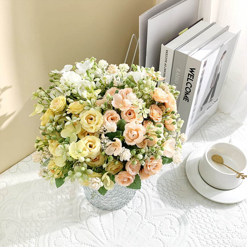 Frumoși trandafiri de mătase Hortensie Flori artificiale pentru acasă, cameră, grădină, decorare, ghirlanda de Crăciun, album de album, buchet de nuntă