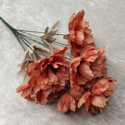 1 virágág 9 fej Műselyem bazsarózsa nagy virág fej esküvői dekorációhoz művirág csokor otthoni dekorációhoz