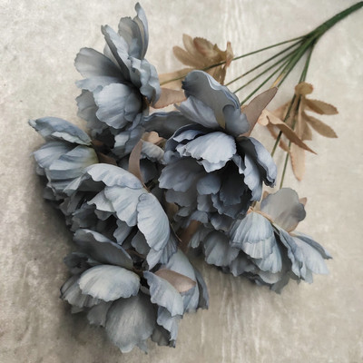 1 virágág 9 fej Műselyem bazsarózsa nagy virág fej esküvői dekorációhoz művirág csokor otthoni dekorációhoz