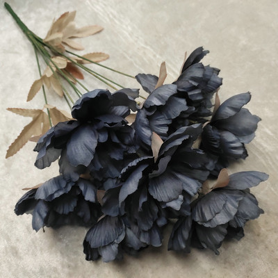 1 virágág 9 fej Műselyem bazsarózsa nagy virág fej esküvői dekorációhoz művirág csokor otthoni dekorációhoz