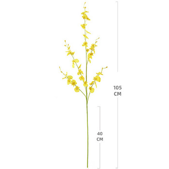 Жълта симулация на цвете, танцуваща орхидея Декорация Фалшиво цвете Мека декорация Симулация на растение Домашна сватба Изкуствени цветя
