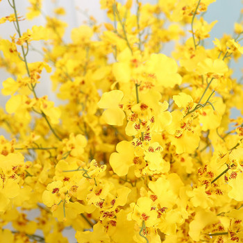 Жълта симулация на цвете, танцуваща орхидея Декорация Фалшиво цвете Мека декорация Симулация на растение Домашна сватба Изкуствени цветя