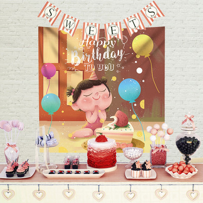 Ins Style Dzimšanas dienas dekorēšana Dzimšanas dienas fona audums Gobelēns Bērnu ballīte Bērnu duša Dekoratīvs audums banketu ainas ieklāšana