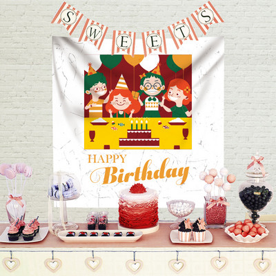 Ins Style Dzimšanas dienas dekorēšana Dzimšanas dienas fona audums Gobelēns Bērnu ballīte Bērnu duša Dekoratīvs audums banketu ainas ieklāšana