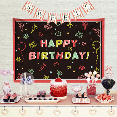 Ins Style Dzimšanas dienas dekorēšana Dzimšanas dienas fona audums Gobelēns Bērnu ballīte Bērnu duša Dekoratīvs audums banketu ainas ieklāšana