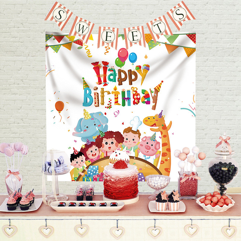 Ins Style Dzimšanas dienas dekorēšana Dzimšanas dienas fona audums Gobelēns Bērnu ballīte Bērnu duša Dekoratīvs audums banketu ainas ieklāšana
