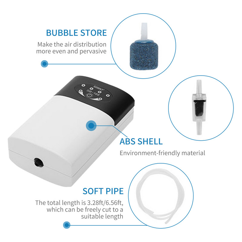 Oxigénszivattyús halak akvárium oxigénező akvárium oxigén levegőztető tó légszivattyúja USB újratölthető horgász levegőztető légbuborék kővel