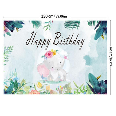 Petrecere tematică de naștere Fată Elefant Baby Shower La mulți ani Banner de fundal Genul dezvăluie decorarea sărbătorii de sărbătoare