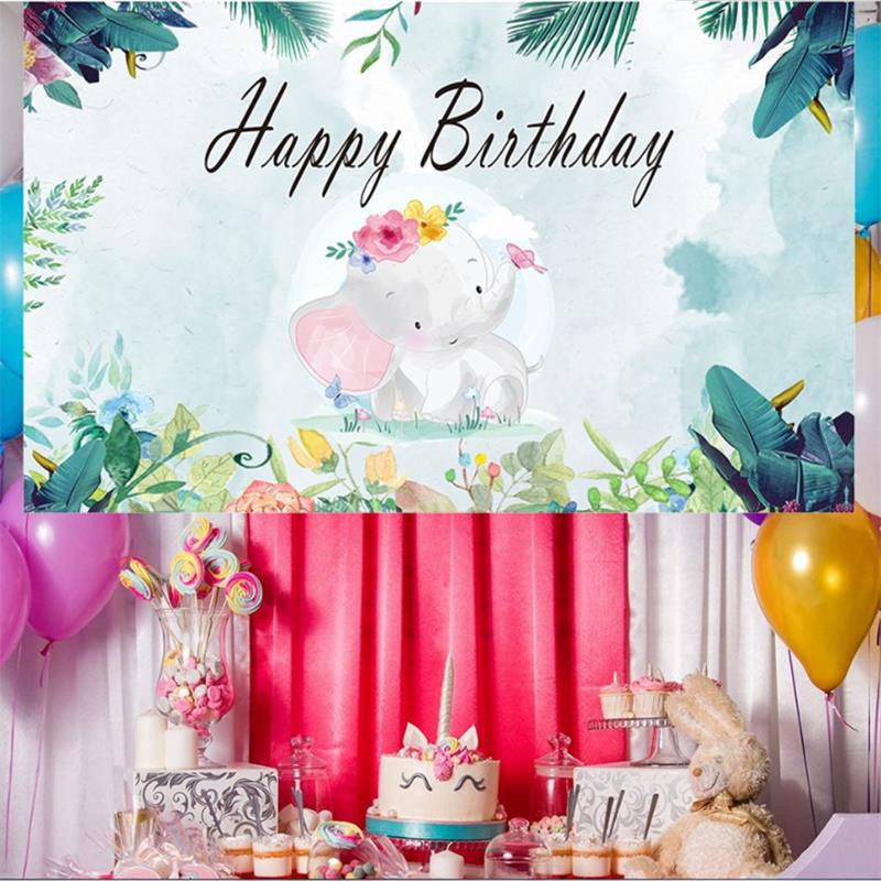 Petrecere tematică de naștere Fată Elefant Baby Shower La mulți ani Banner de fundal Genul dezvăluie decorarea sărbătorii de sărbătoare