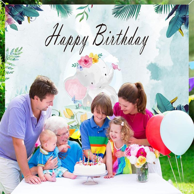 Petrecere tematică de naștere Fată Elefant Baby Shower La mulți ani Banner de fundal Genul dezvăluie decorarea sărbătorii de sărbătoare