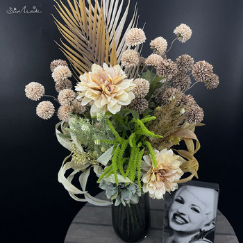 SunMade Ins Dandelion Flower Ball Branch Silk Artificial Flowers Διακόσμηση Γάμου Σπίτι Flore Arrangement Αξεσουάρ Fake Flores