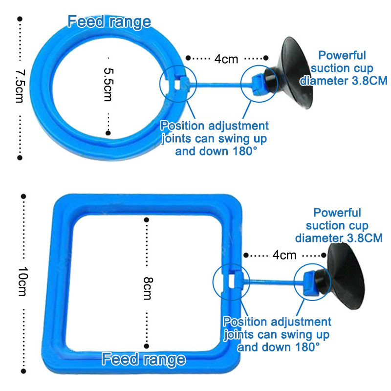 Консумативи за хранене на риби Пластмасов плавателен кръг за аквариум Плаваща хранилка за храна 1 бр. 2 цвята Квадратна/кръгла пръстена за хранене