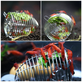 4 см аквариумни скариди от неръждаема стомана Хранилка с малка клетка за стръв Сух спанак Клетка за хранене Кошница Декоративен инструмент за хранене на скариди
