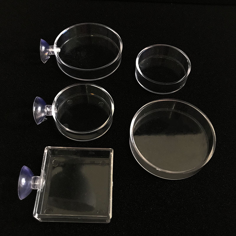 High-Transparent akril akváriumi akvárium garnélarák élelmiszer-etető kör etető úszó aljú adagoló halgarnéla tapadókoronggal