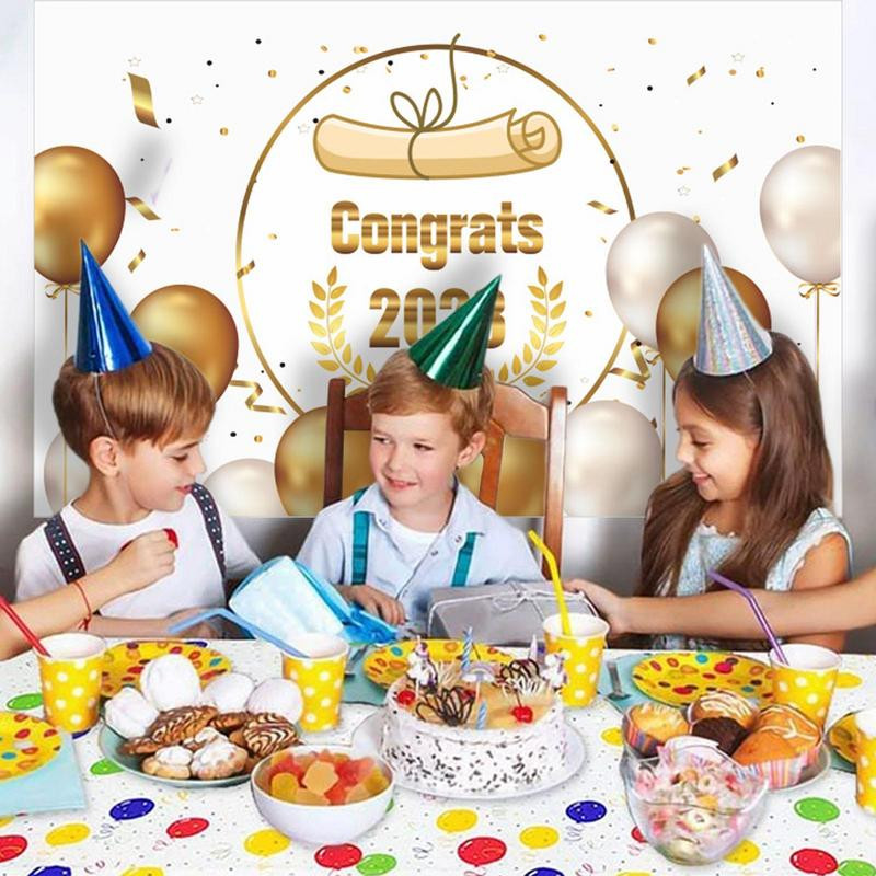 Apsveicam absolventu reklāmkarogs Ilgnoturīgs poliestera absolventu fons Salokāms absolventu fotografēšanas fons ballītei