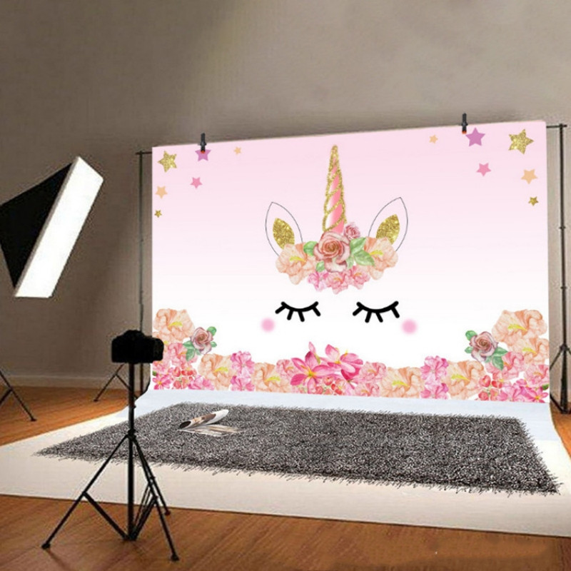 Buli dekoráció Szivárvány Unikornis Születésnapi Háttér Baby Shower Születésnapi Party Dekoráció Fényképezés Háttér Banner Fotók